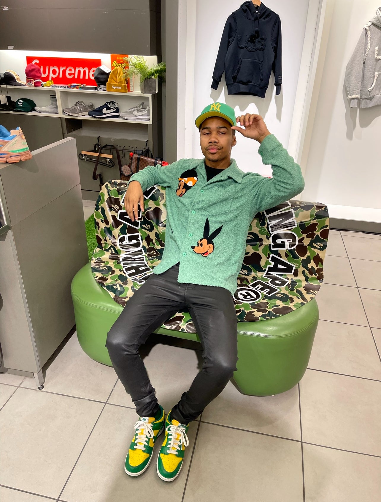 “Beam’d Up Forever” Waxed Denim Jean (Green)
