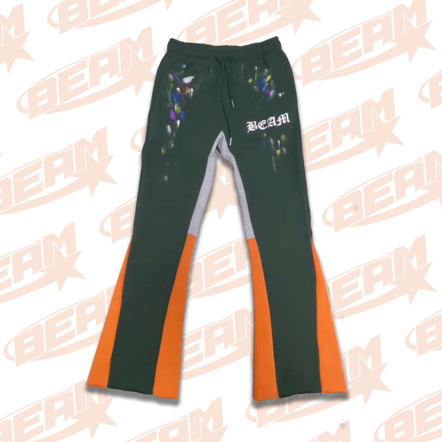 “Beam” Flare Sweatpants (Green / Grey) PRE ORDER