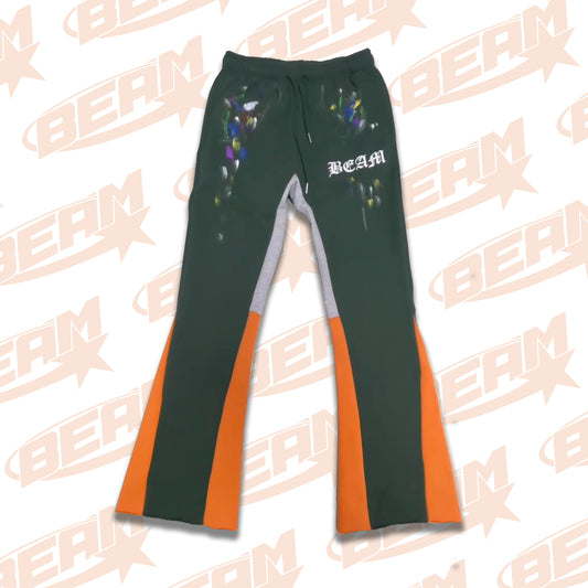 “Beam” Flare Sweatpants (Green / Grey) PRE ORDER