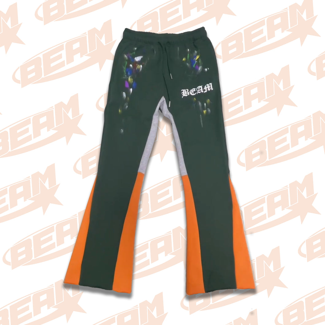 “Beam” Flare Sweatpants (Green / Grey)