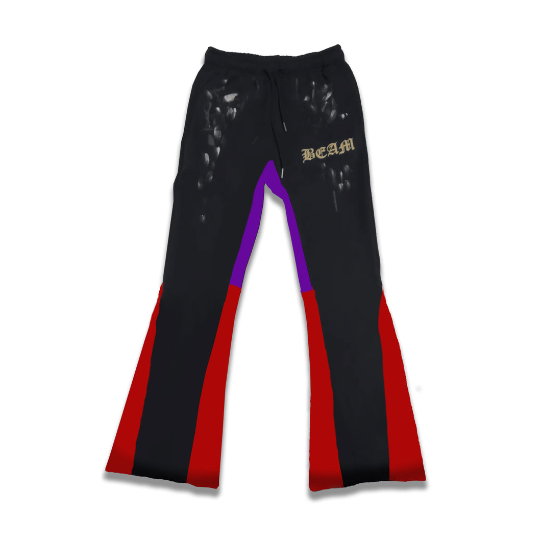 “Beam” Flare Sweatpants (Black / Purple)